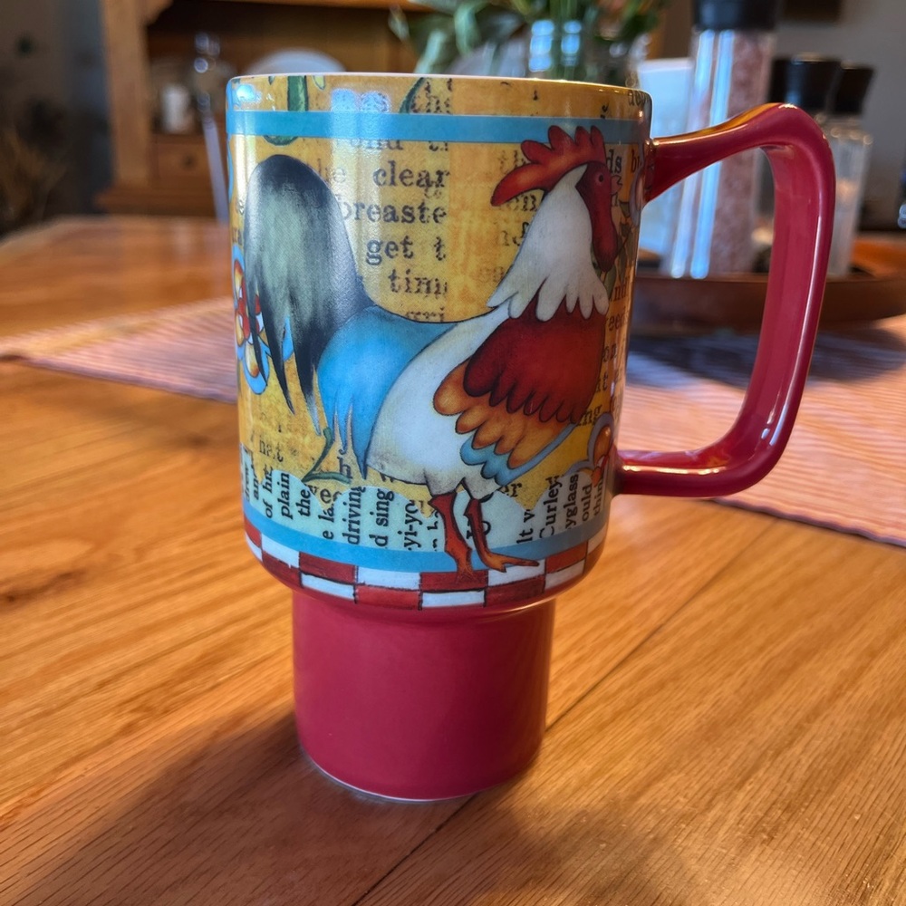 Rooster Ceramic Mug - Red and Multicolor